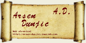 Arsen Dunjić vizit kartica